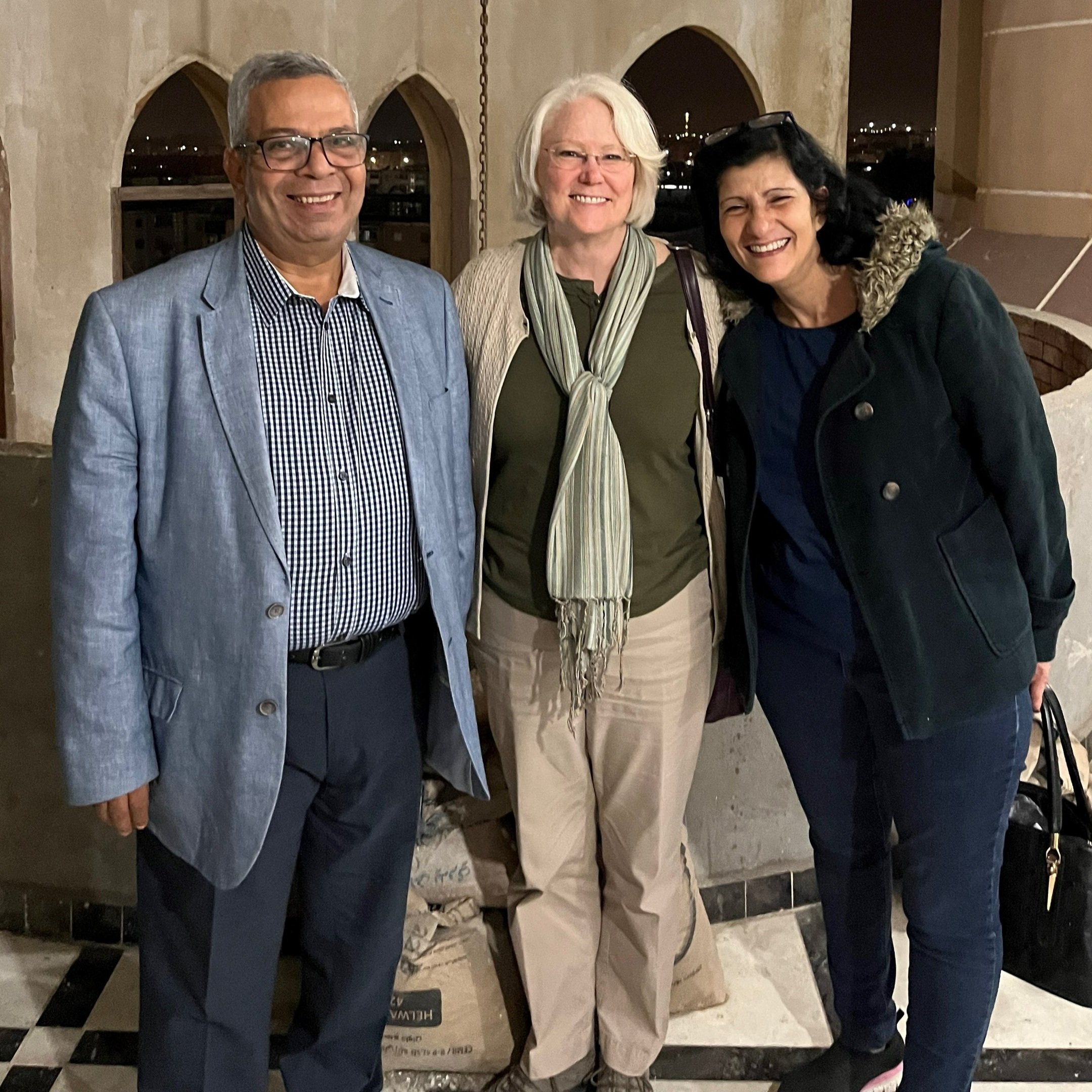  A joyous reunion at Fifteenth of May Church - Nancy Fox with Asis Anwar and Dr. Rasha after twenty years! 
