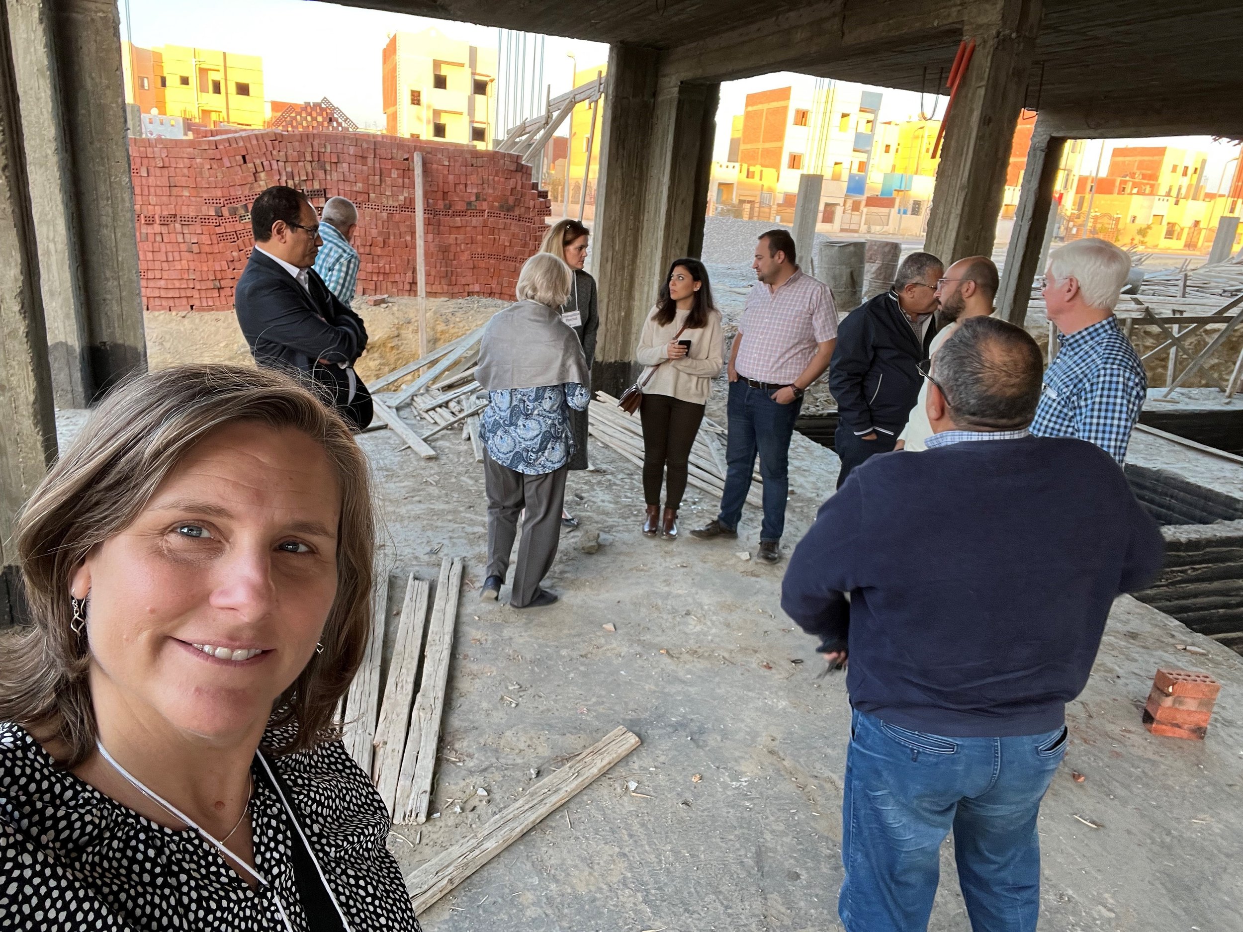  The group toured the church building rising in New Fayoum, building for the future in order to retain the land gifted by the government. 