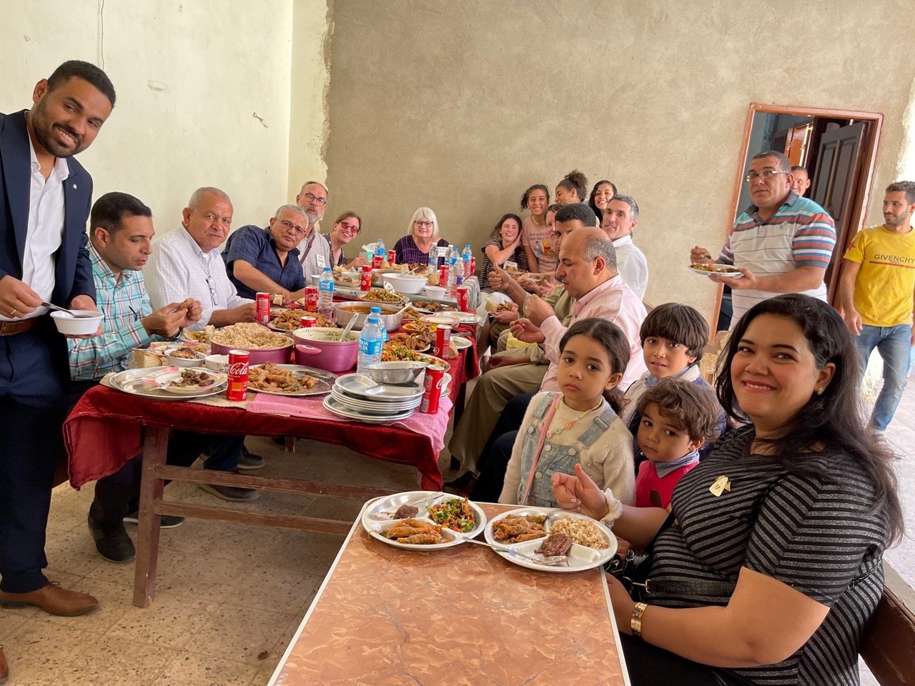 Feasting with our family at the church in Edfu