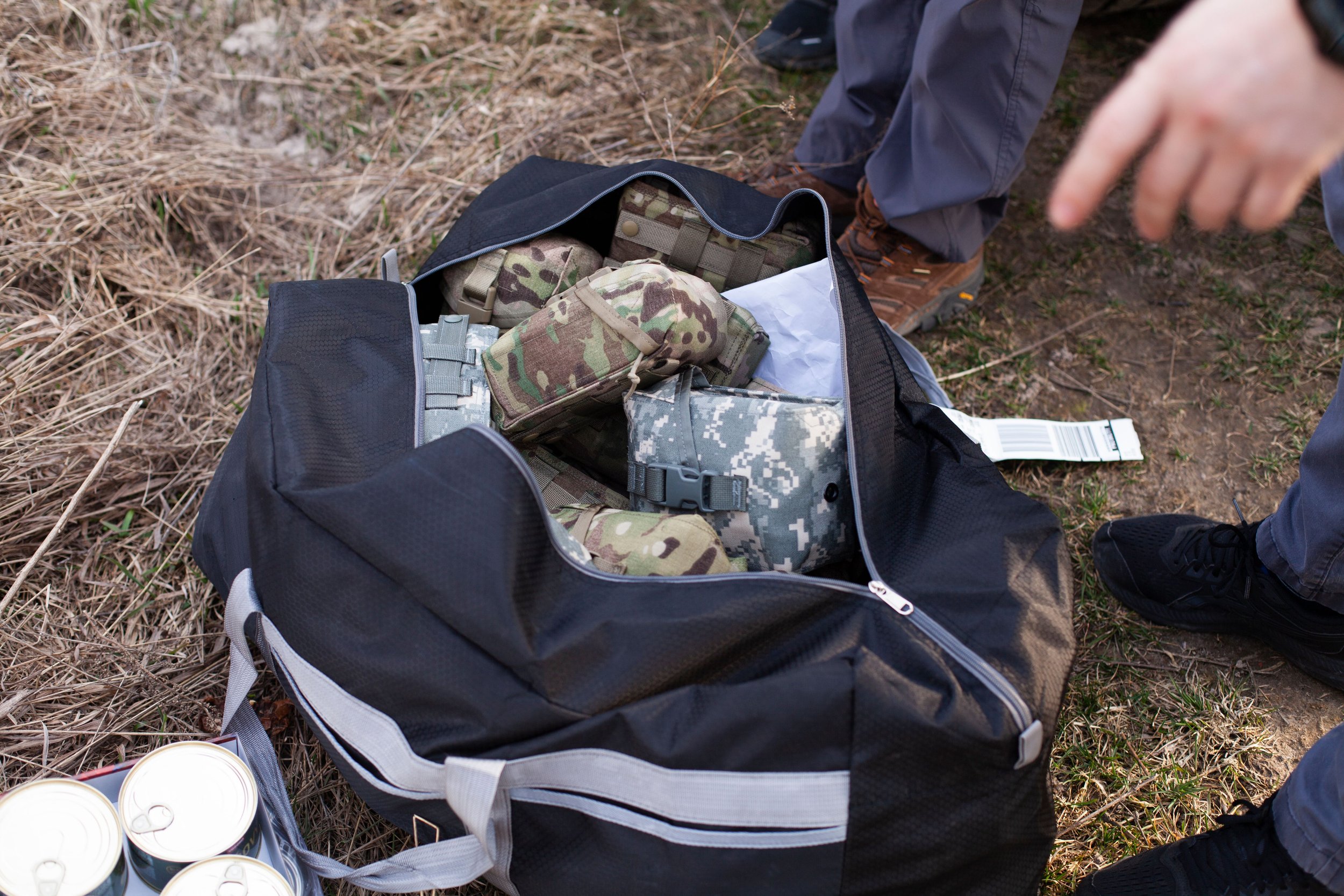 One of the duffel bags after arriving in Ukraine