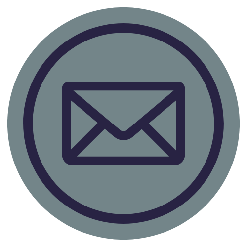 Icon of an envelope inside a circle, representing email or messaging.