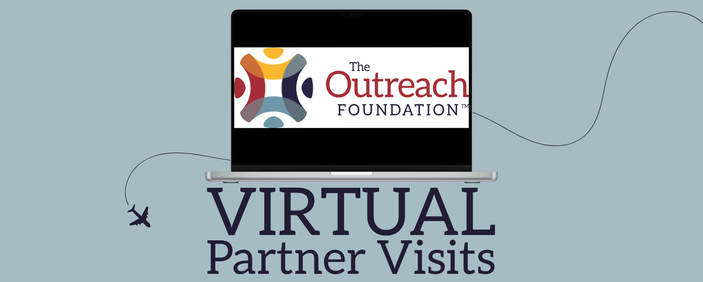 Banner with a graphic of a laptop and the words Virtual Partner Visits underneath