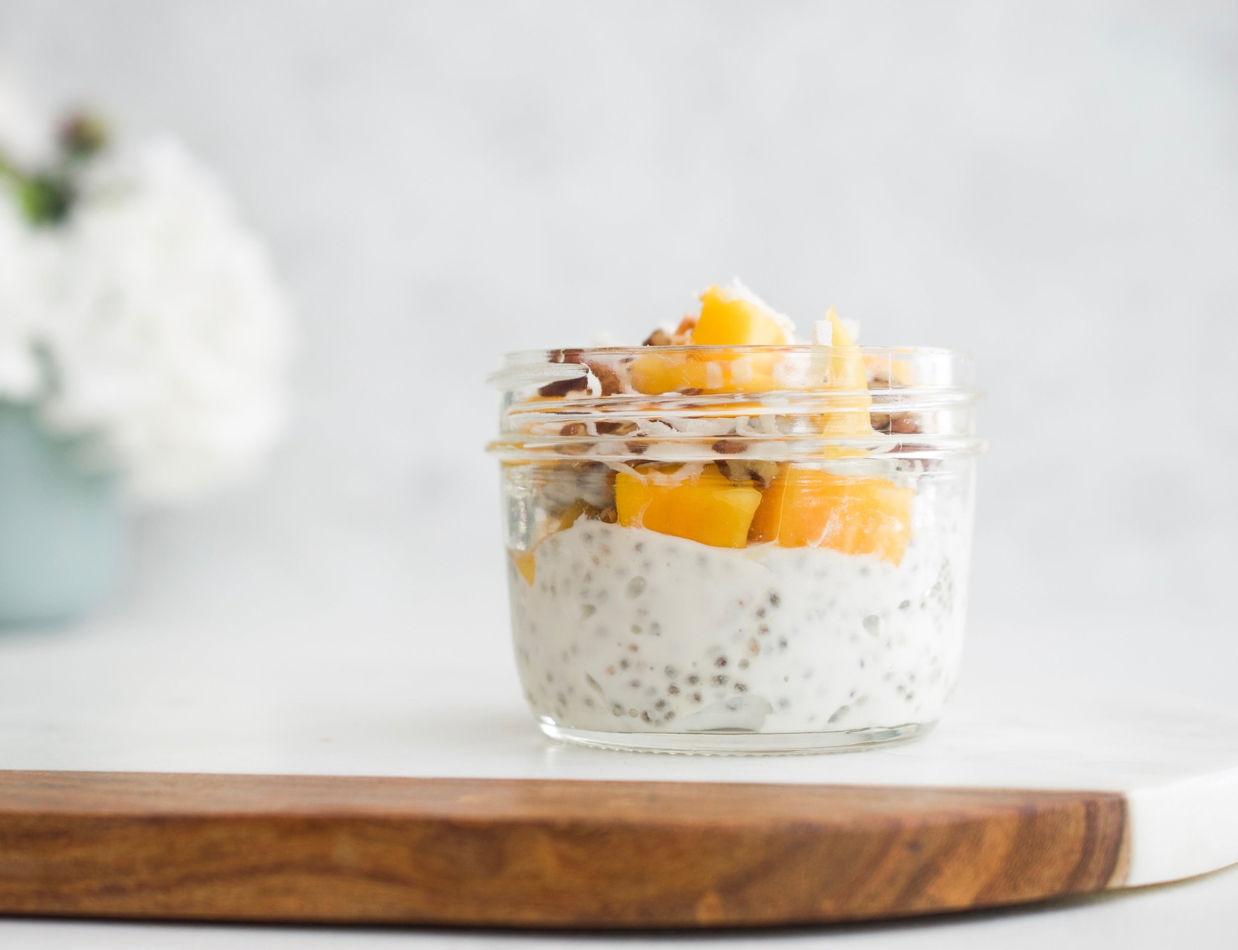 Mango and chia seed breakfast pudding