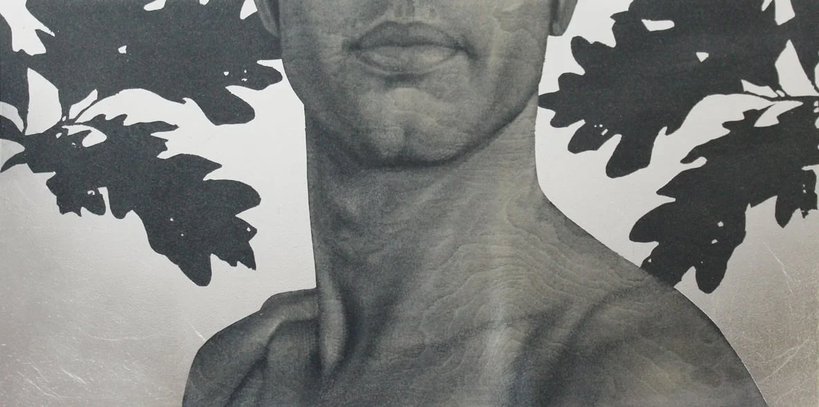 "Branch II" oil, silver leaf on birch 12"x24"
