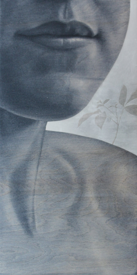 "Coming of Age IV" oil, silver leaf on birch 24"x12"