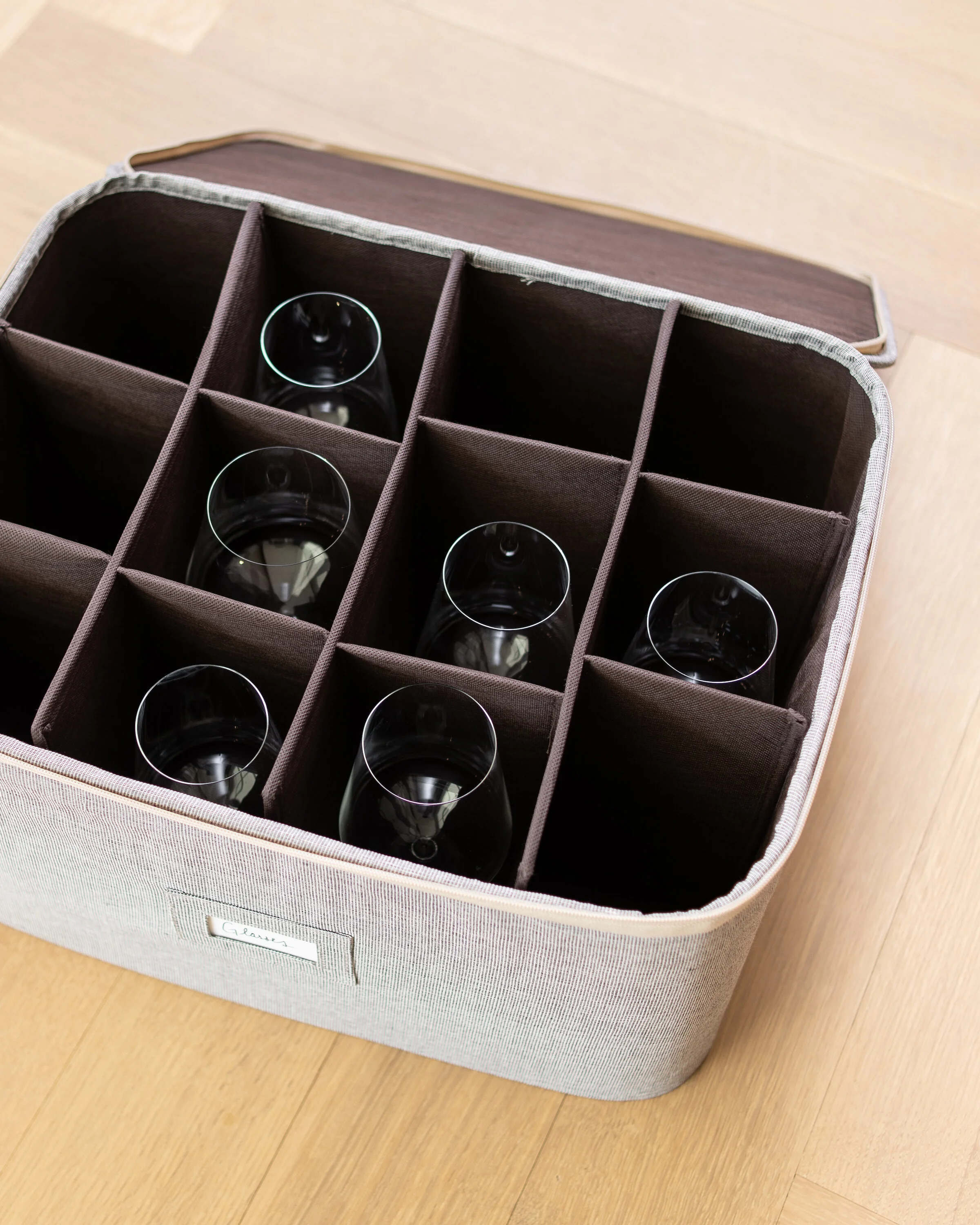 Rachel and Company Holiday Dinnerware and Glassware Storage