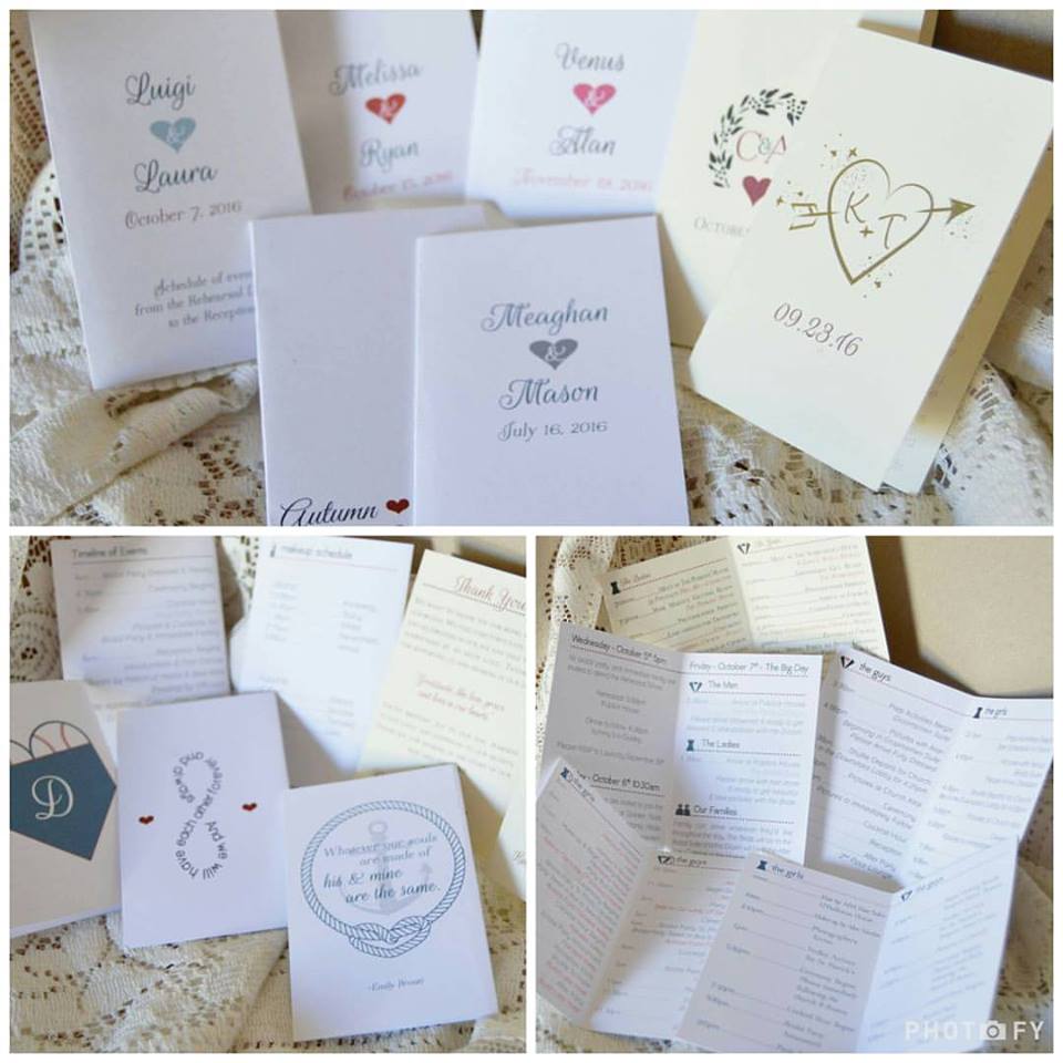 ridal Party Wedding Day Schedule Itinerary Pocket Cards