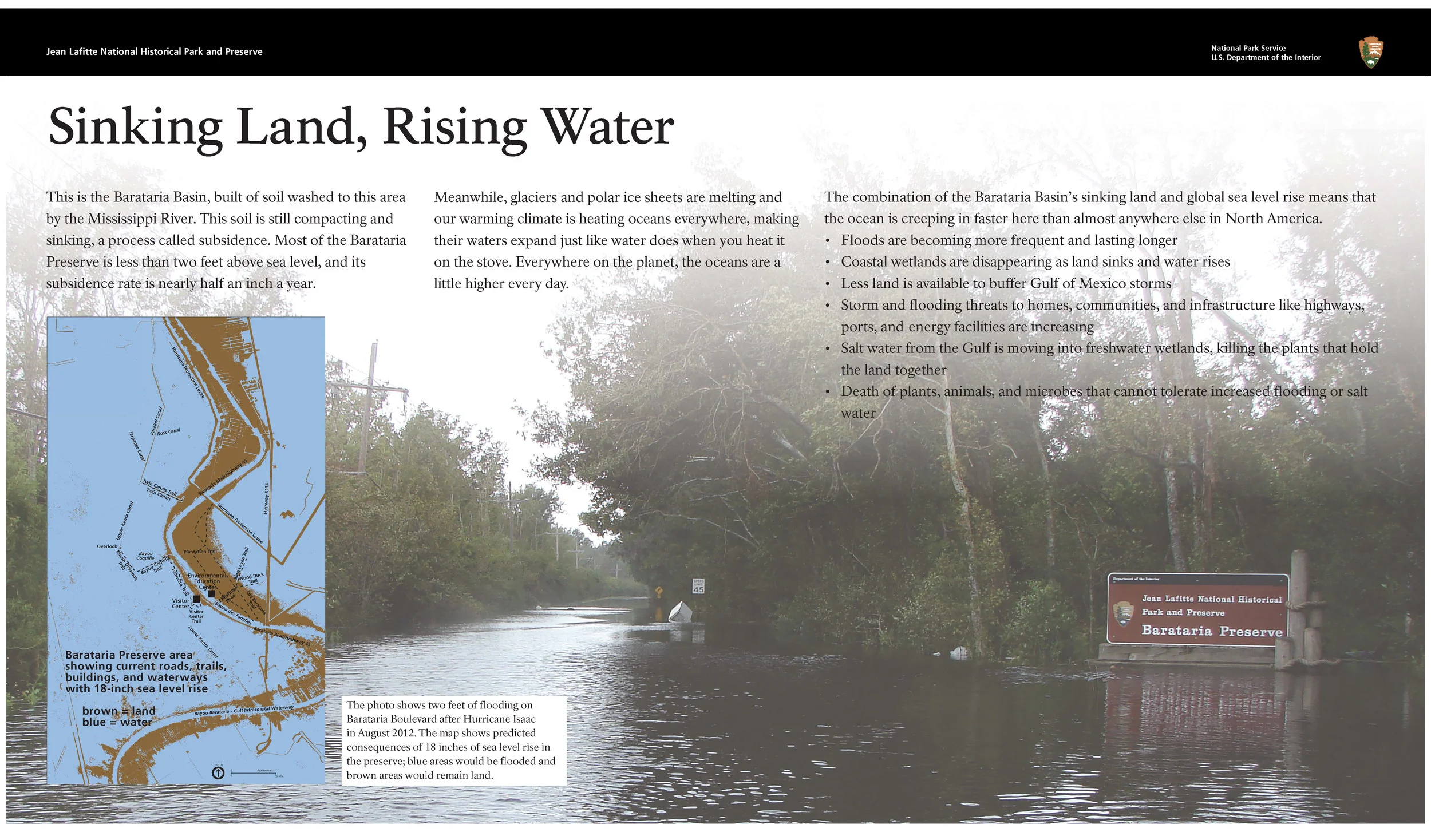 A closer look at the new wayside. Thanks to staff from Jean Lafitte for their hard work on the design as well as the staff at Interpretive Graphics for the fabrication. Clicking on the image above will lead to a larger view.