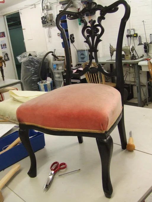  Victorian nursing chair, crudely painted black 