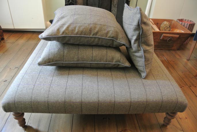  ...and after, upholstered in a 100% British Shetland wool fabric, with matching cushions 