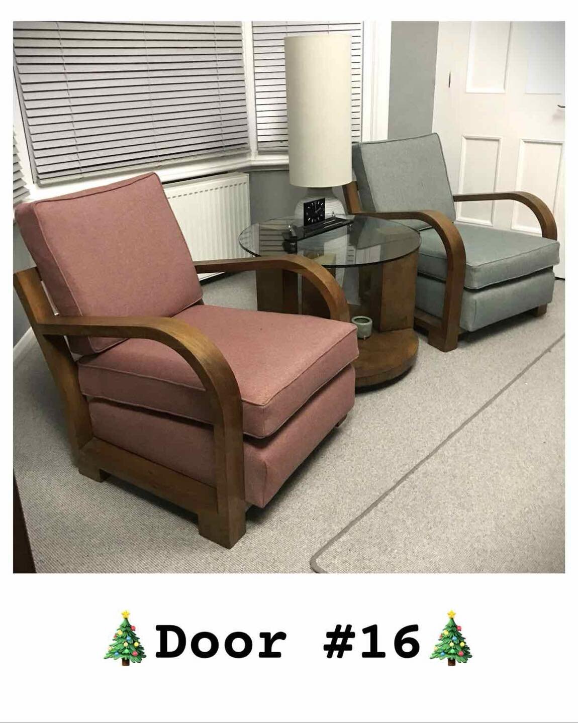The weekend already 🙂. Here bringing you Door #16 - today&rsquo;s offering is a pair of Art Deco bentwood chairs, fully reupholstered and with new seat and back cushions.  Finished in @camirafabrics  brilliant Main Line Flax fabric, one in the colou