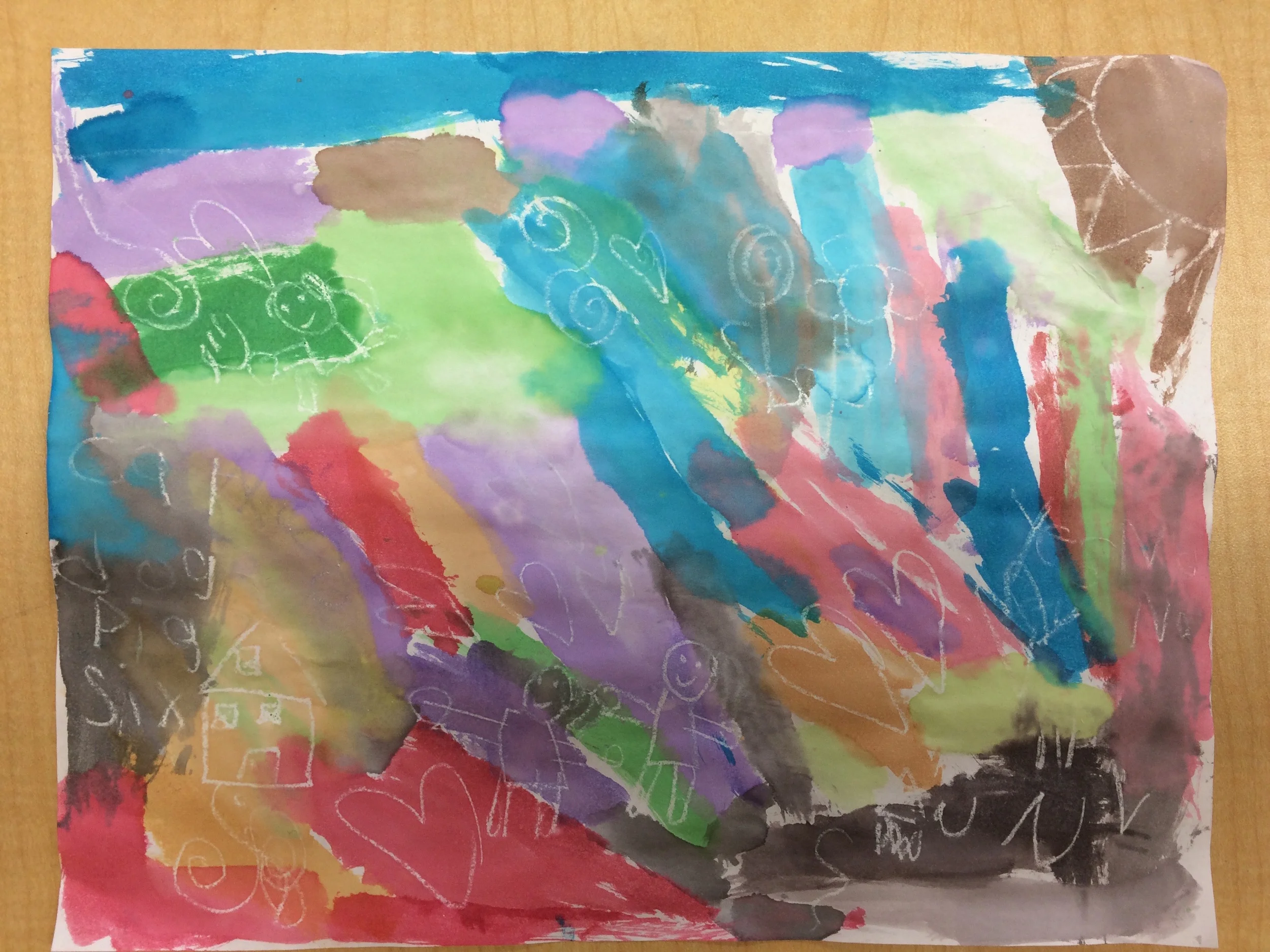 Stunning watercolor and crayon painting by Noorhan.