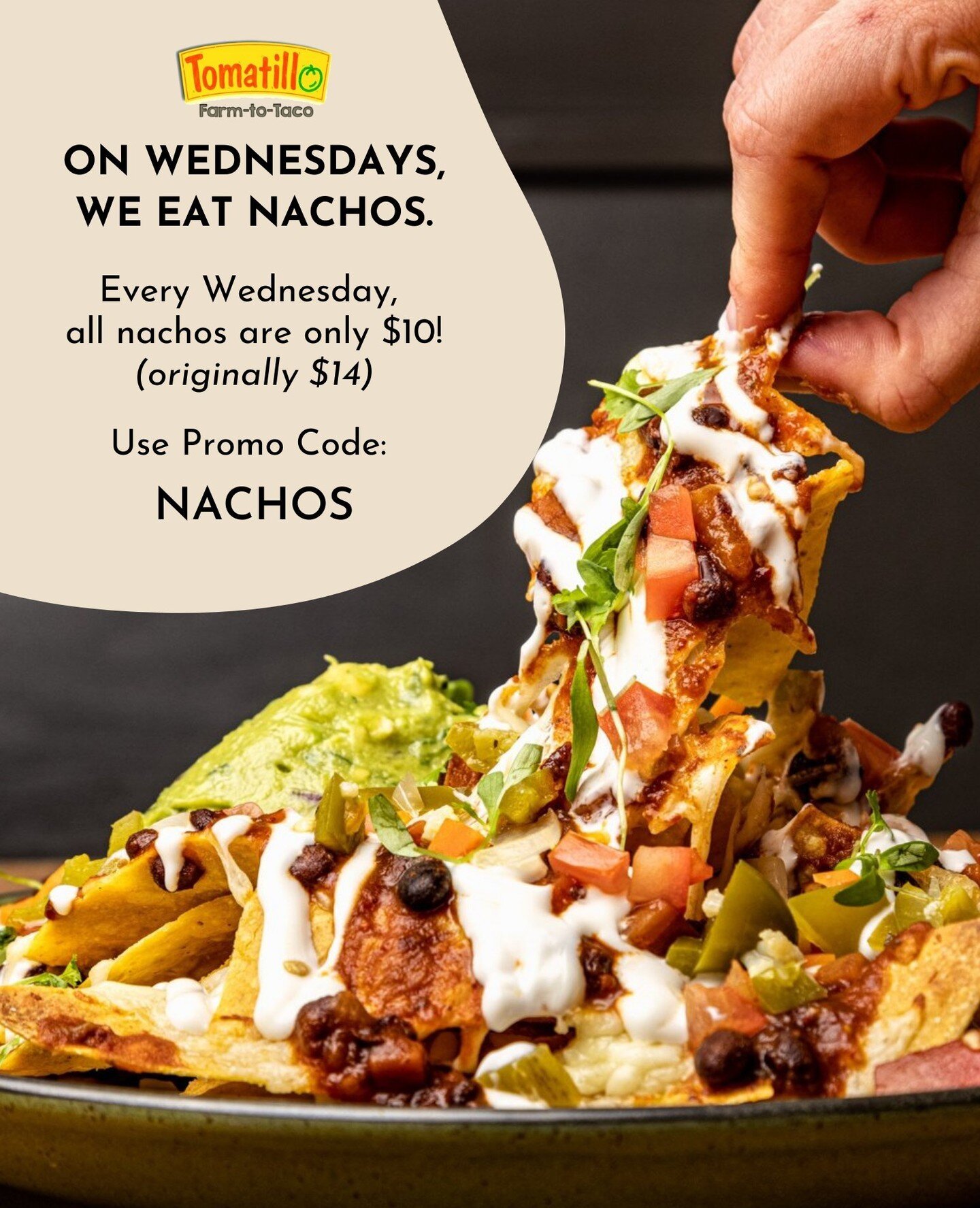 It's Wednesday so that can only mean one thing - time for Nachos. ⁠
⁠
Every Wednesday all nachos are $10 when you dine in or order online through toast, and use promo code NACHOS.