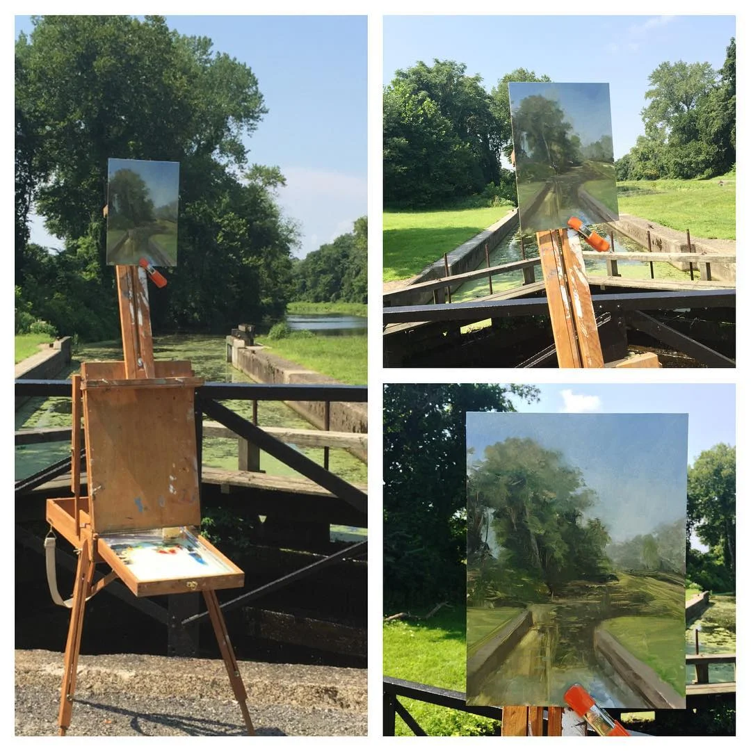 First real plein air sketch of the season. Spent about two hours at a lovely spot along the Lehigh Canal. Getting ready for a plein air workshop I'm running for the Riverside Festival of the Arts in Easton on September 5 and 12. More details to come soon. In the meantime....more practice in the field!