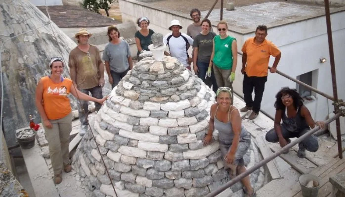 Mario Santoro Mario is the workshop project Trullaro, or master trullo builder. Mario comes from Ceglie and a family of trullari. Thirty years ago, when he was in his twenties, there wereonly three trullari left in Ceglie - one very old and retired, another, his older uncle (alsoretired), and the third was his father. The art of building trulli around Ceglie was thatclose to being lost! He now builds and restores trulli and stone walls. Mario has been the workshop trullaro since 2014. 