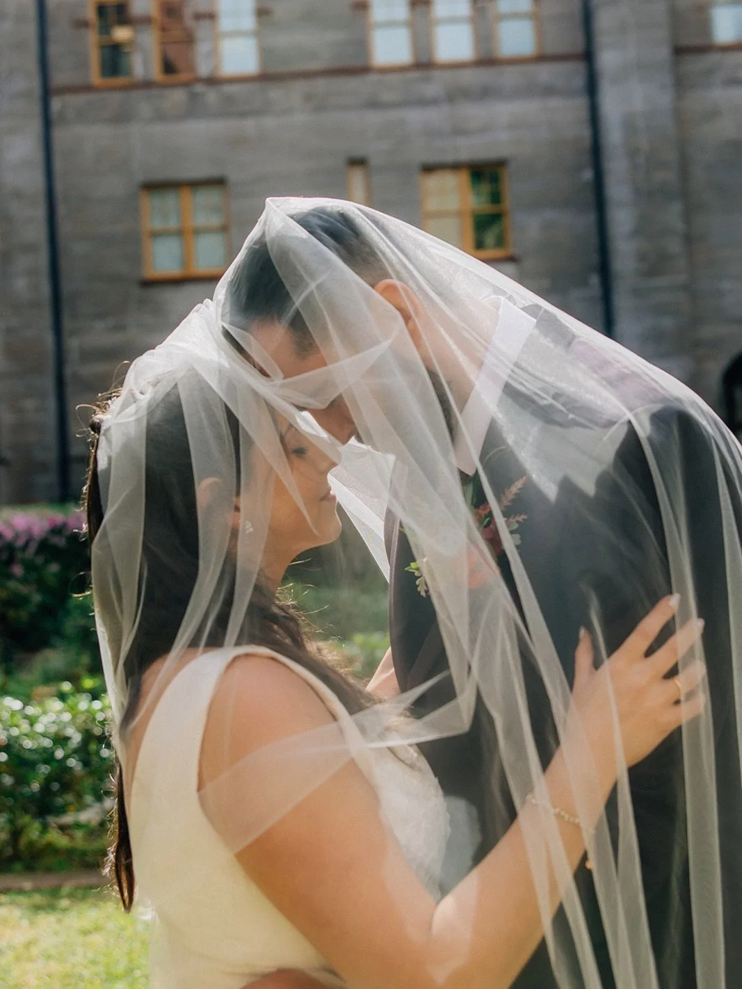 Still not over Kristen&rsquo;s floral veil. 🌸

The delicate embroidered flowers, her colorful spring bouquet, the vintage getaway car, and the Lightner Museum as the backdrop&mdash;it all came together so beautifully.

Kristin &amp; Tyler&rsquo;s sp