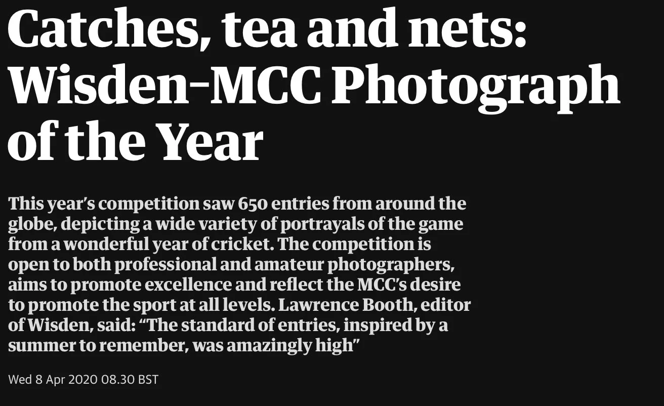 Finalist Wisden-MCC Photograph of the Year  2020