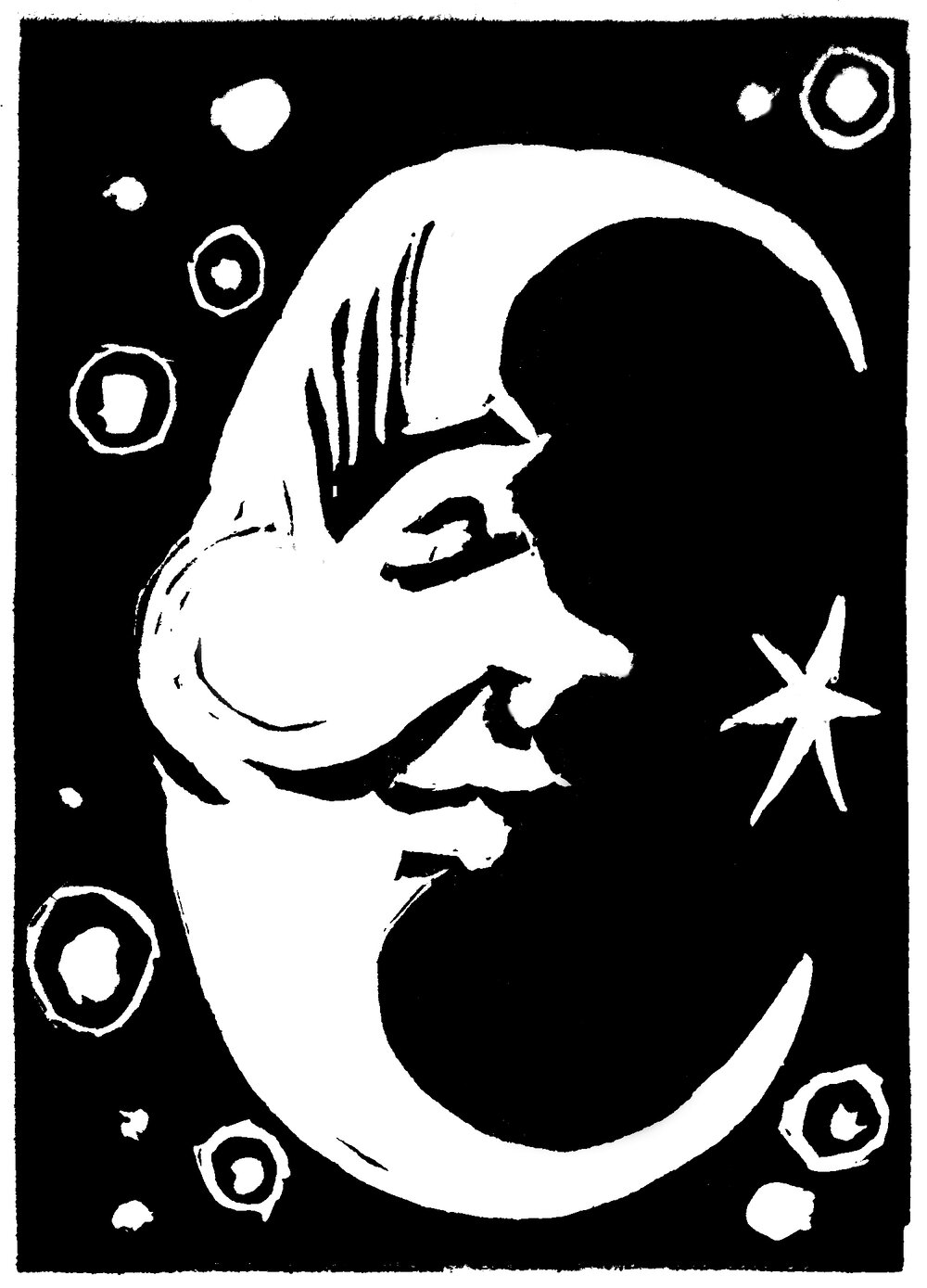 Moon & Stars 3x4 Linoleum Block Print — Forrest Harrison Gerke - Artist,  Musician and Writer in New York City.
