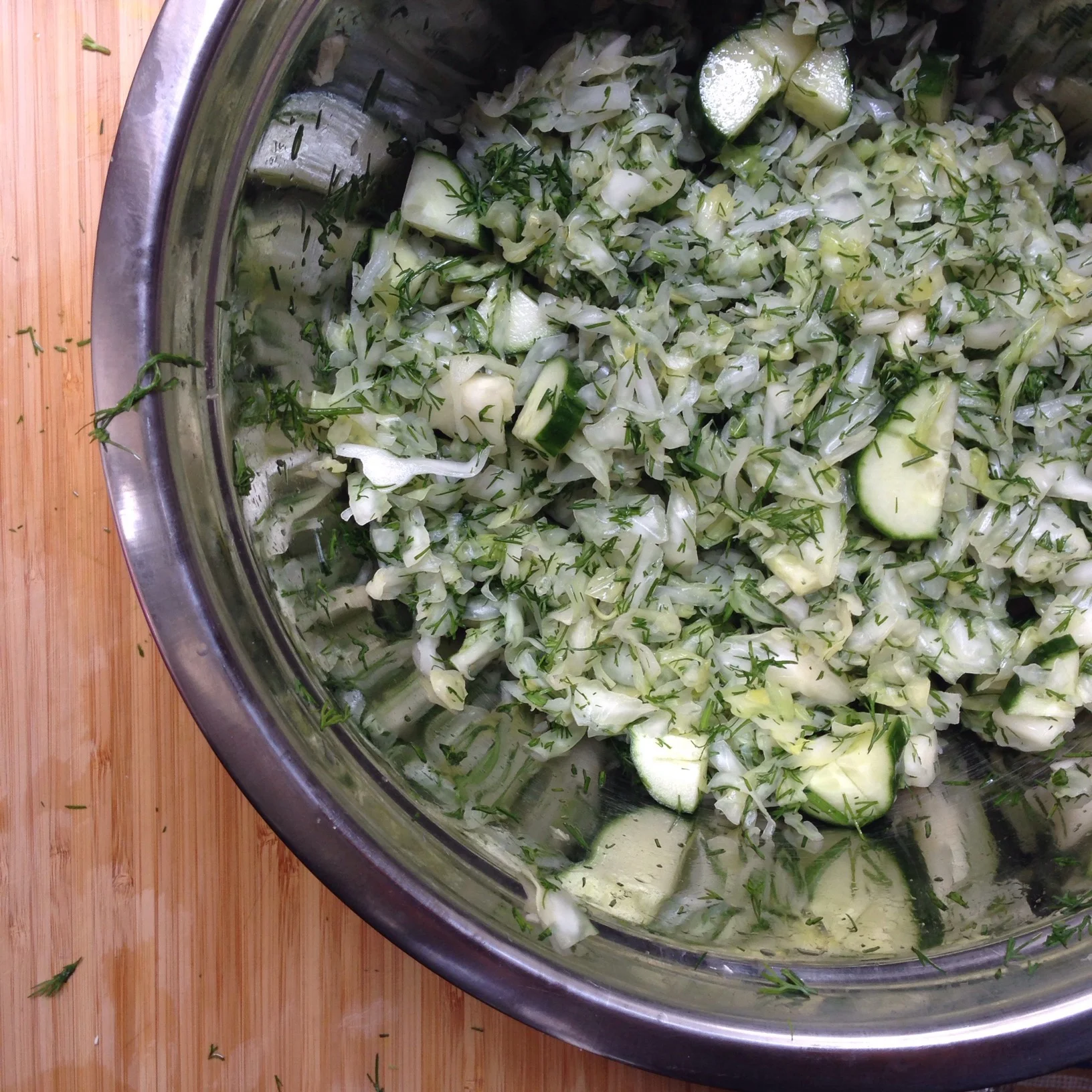 Toss cucumber in at the end but don't massage it