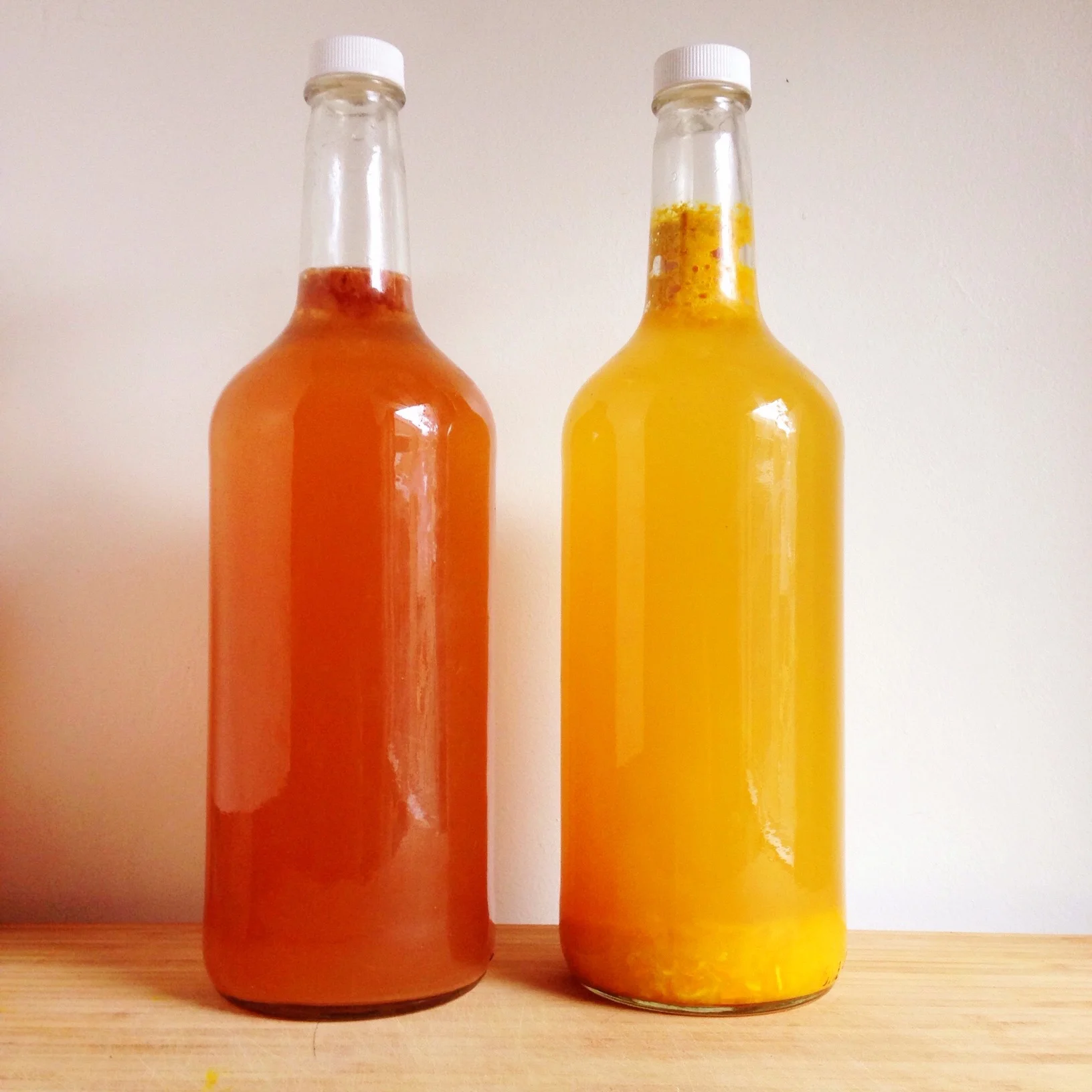 Strawberry Vanilla Kombucha and Turmeric Peach Ginger ‘Beer’