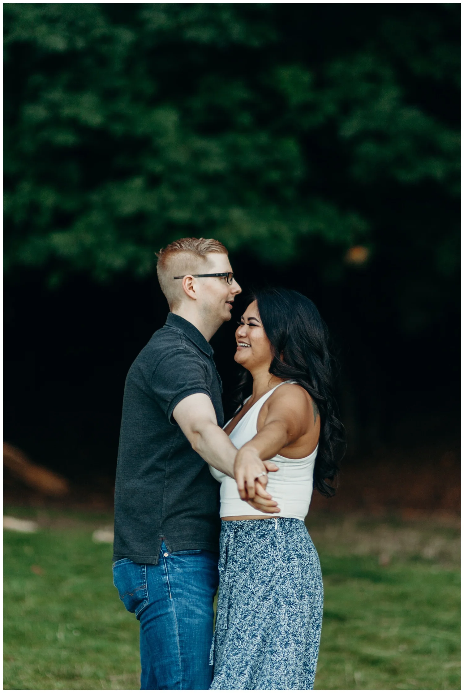 Jaynah and Kevin Point Defiance Rose Garden Owen Beach Tacoma Washington Engagement Session (42).jpg