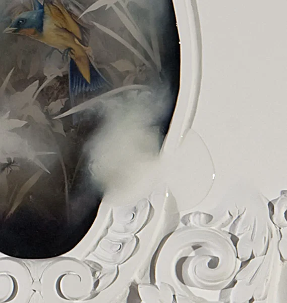 Detail of cast plaster baroque elements and resin... 