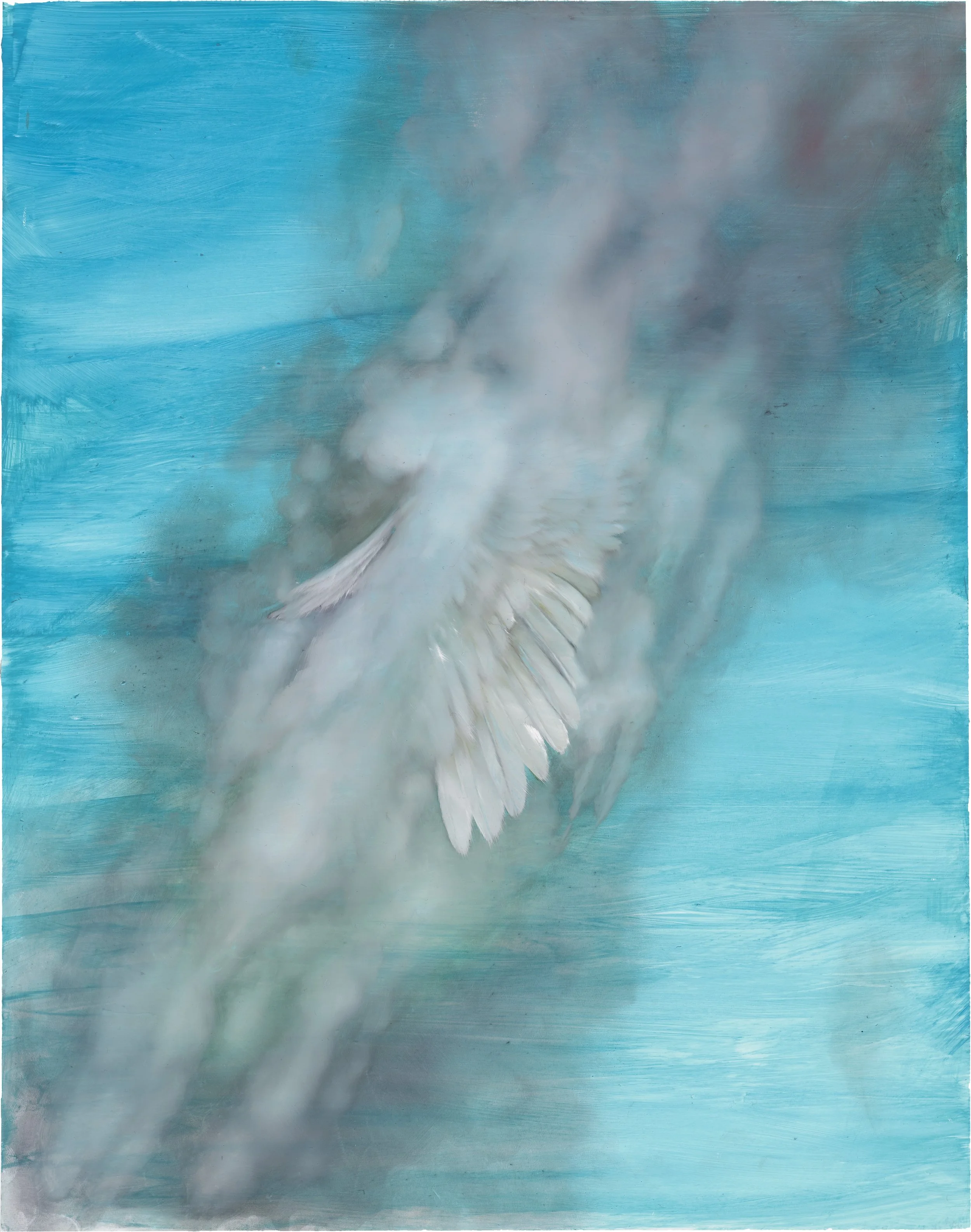   Bird and cloud wing (study for “The Coming Storm”)   oil on yupo paper  13 × 19 inches  Oak Spring Garden Foundation residency, 2019.  