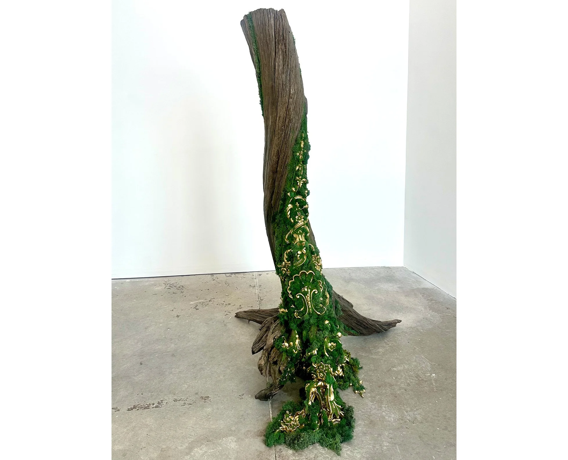    Image: THE WAY IS THE WAY, 2026     MY WORK  Many pieces in this body of work utilize the same gilded baroque embellishments found all over the current White House. Most of these embellishments were purchased at my local Home Depot, and the “gilde