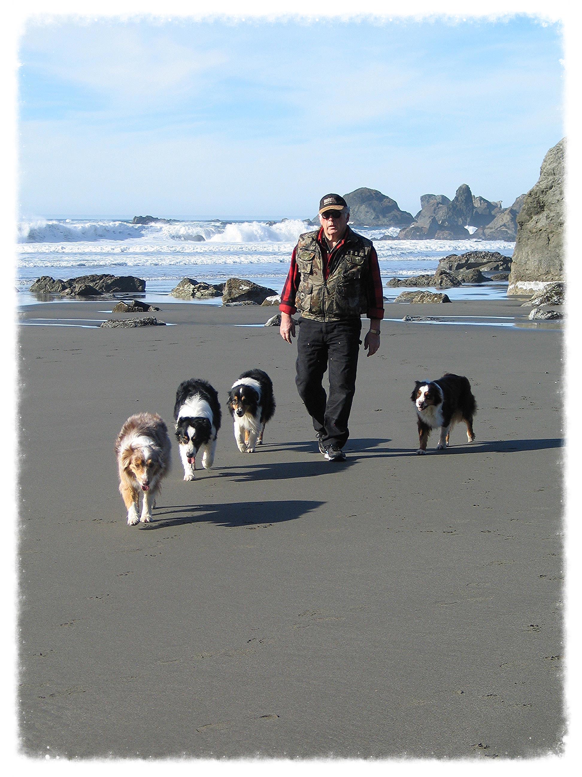 Katy, Nitro, Cruiser, Leonard and Hellon at Lone Ranch Beach, our favorite beach, near Brookings, Oregon. Spring 2013