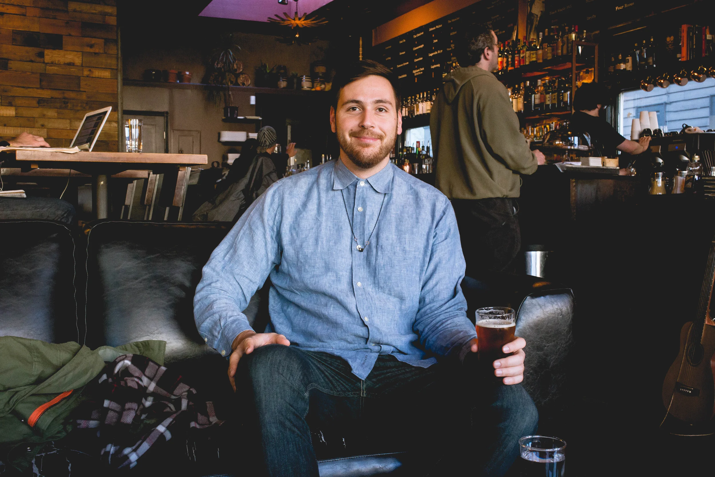 Steve grabbed the camera and snapped one of me sitting at Liberty on 15th, enjoying a post walk beer.