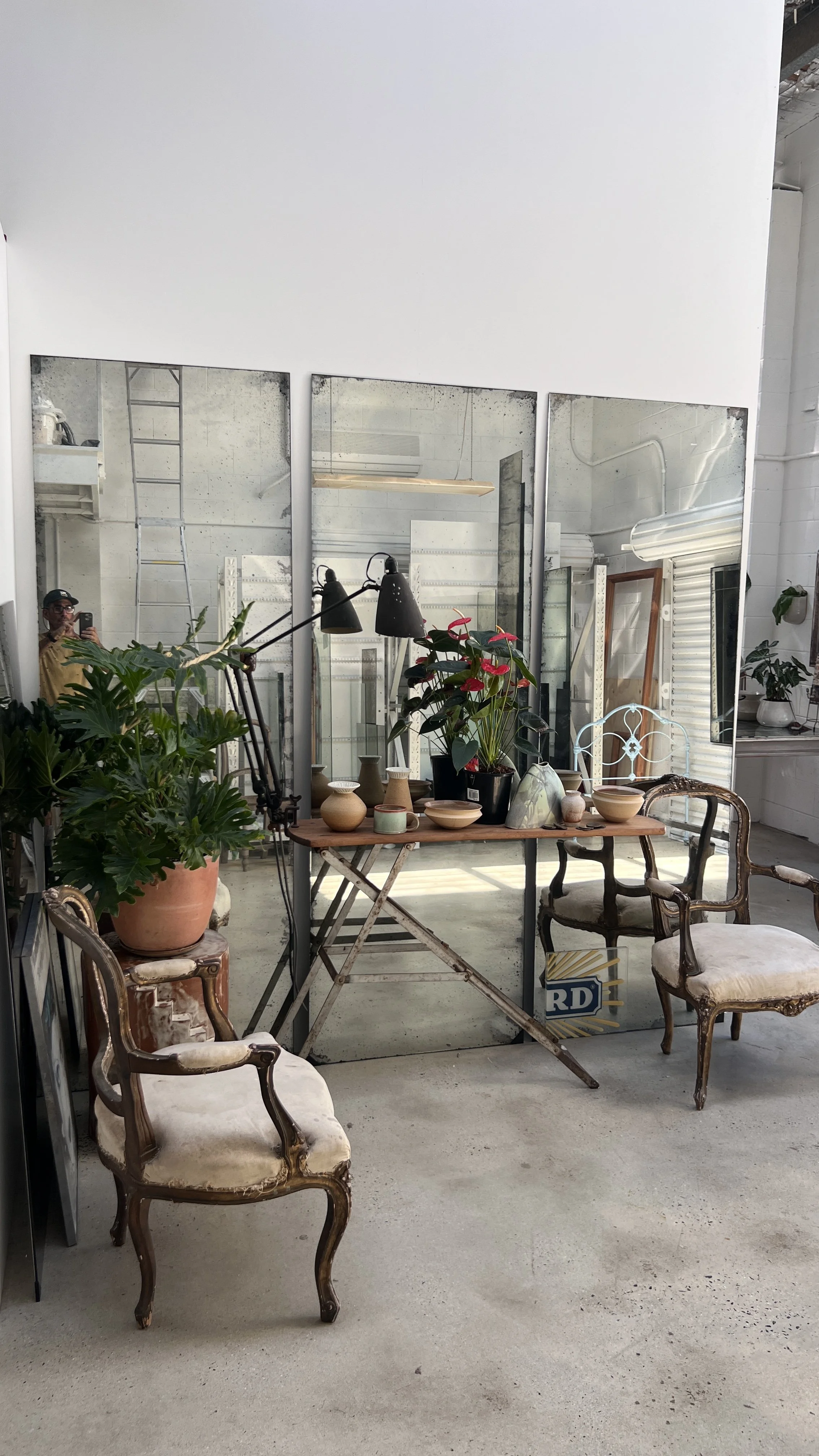 Antique mirror glass