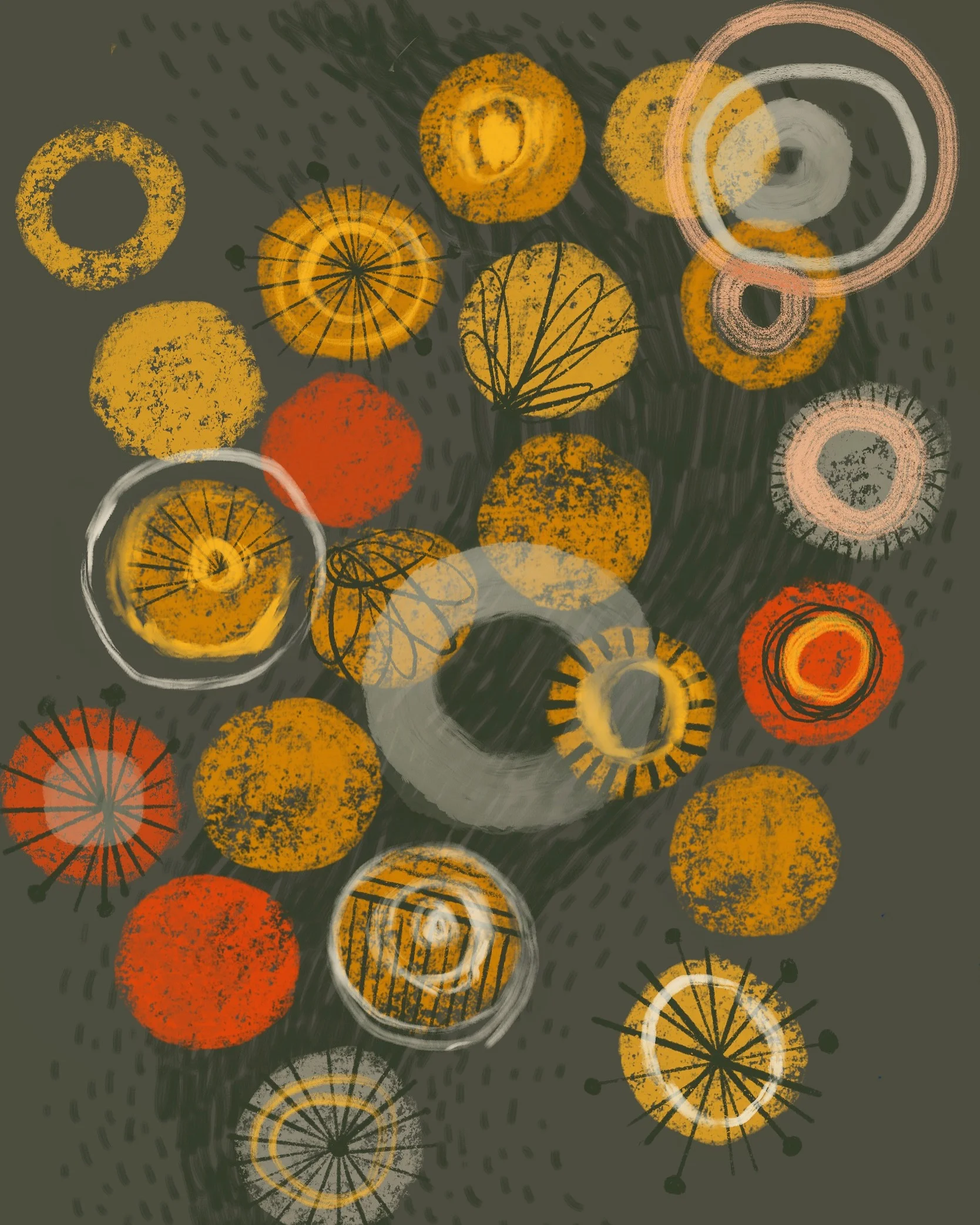 Work in progress, 'Circling' pattern