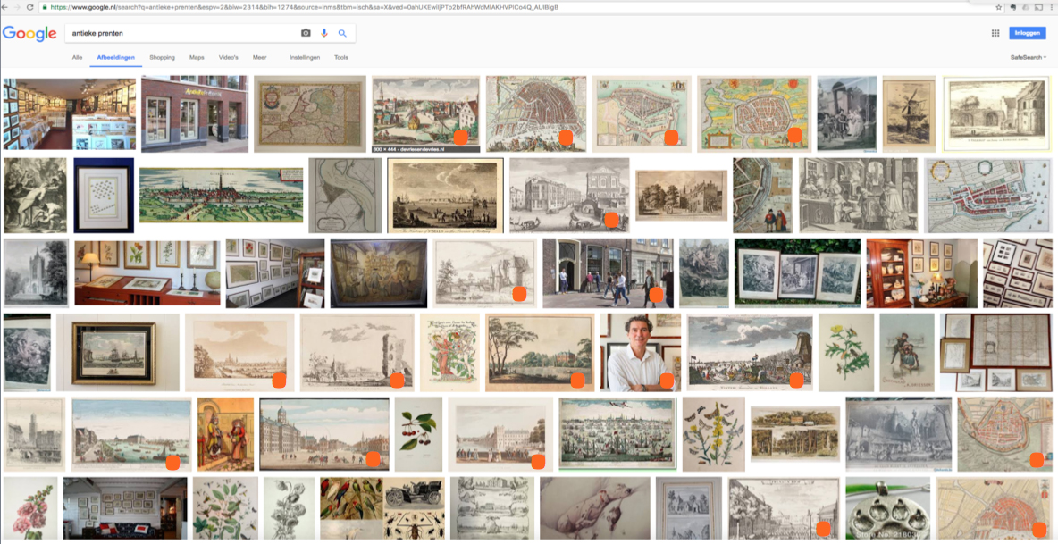 SEO resultaat op Google 'afbeeldingen' binnen enkele weken (oranje markeringen)