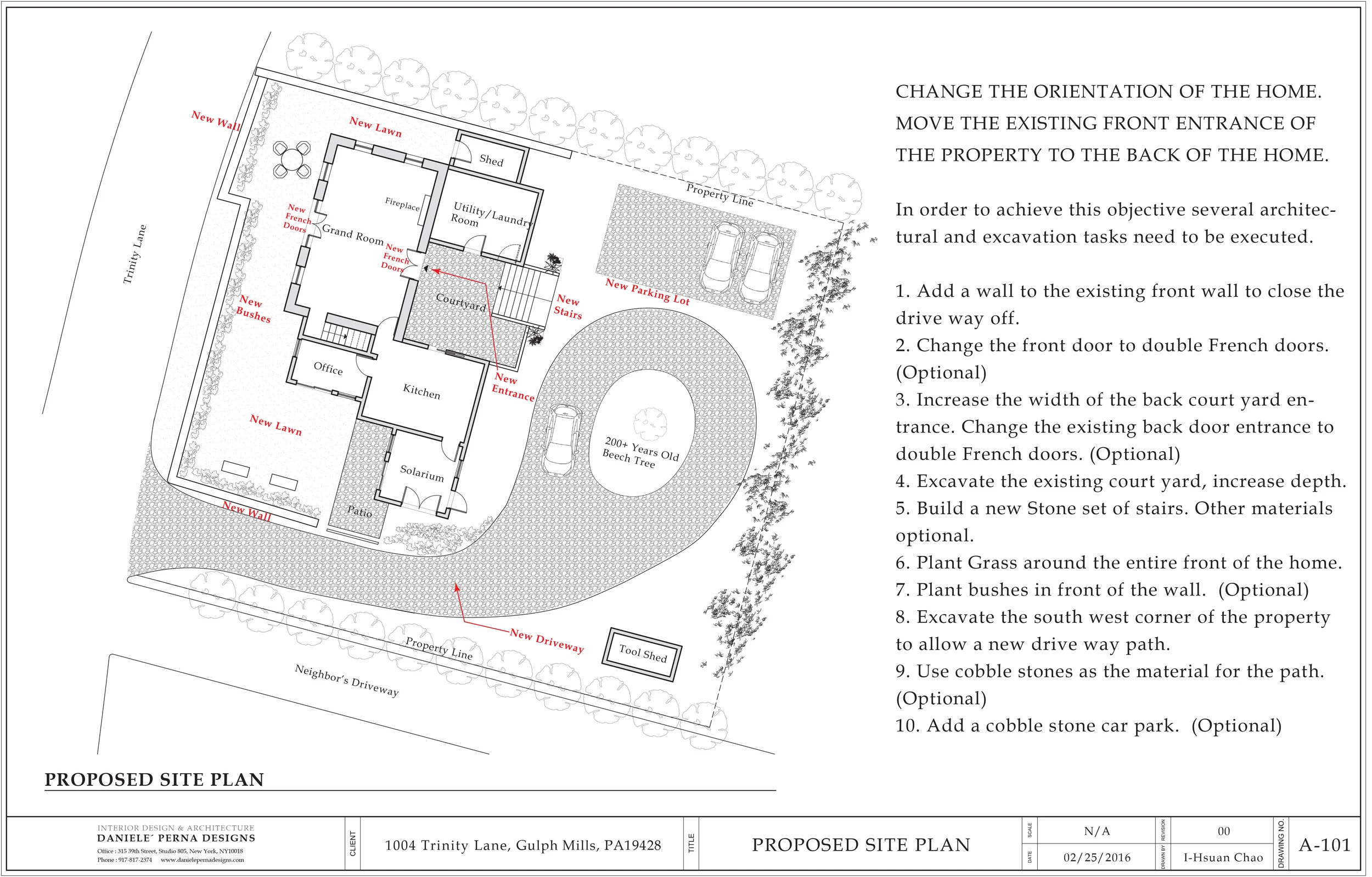 PROPOSED SITE PLAN - NEW DESIGN FEATURES