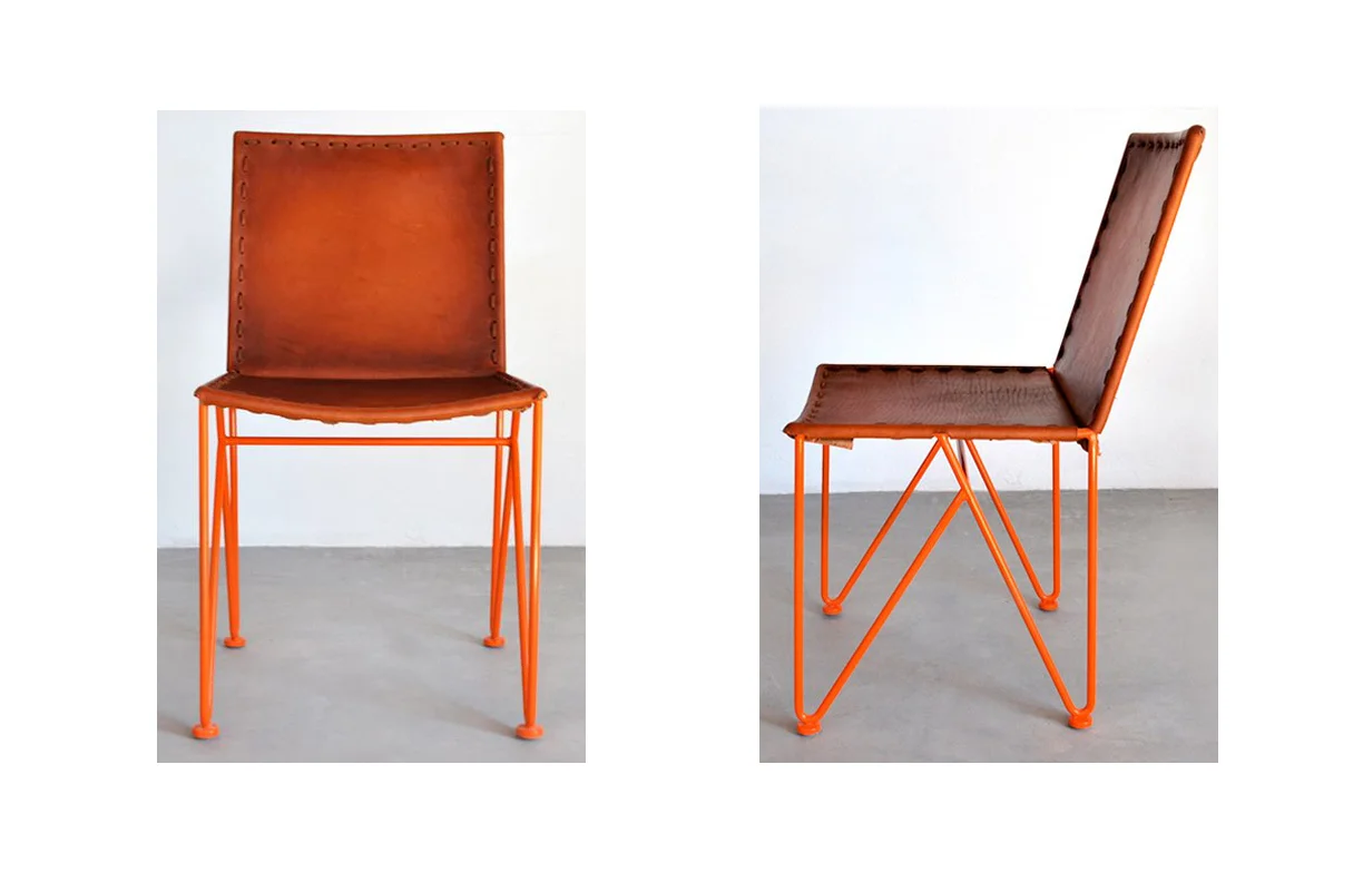 UNIQUE LEATHER AND STEEL CHAIR