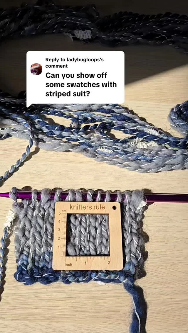 Swatching my Striped Suit Art Yarn. #fiberartistsofinstagram #artyarn #knittersofinstagram (I think you can see why I wanted a studio space with a window.)