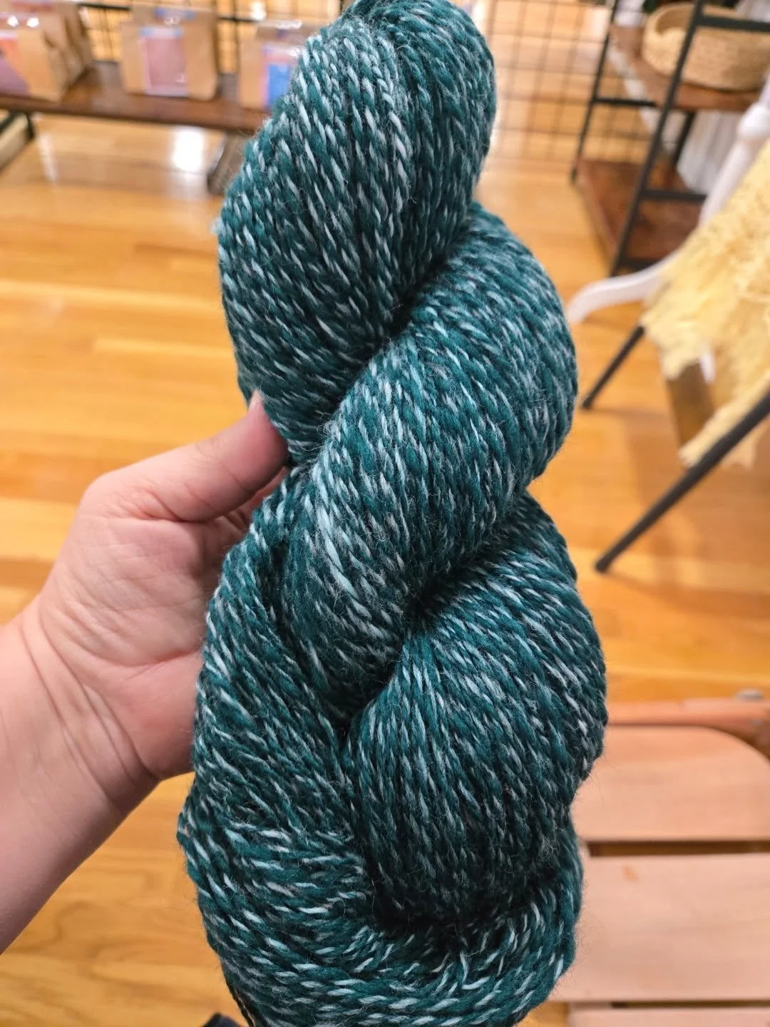 First effort in my mix & match merino project. Just over 400 yards of worsted in this gorgeous green with shades of blue and white. Will probably divide this into 2 hanks. (Dear autocorrect, hank is not always a proper noun. Stop capitalizing it.