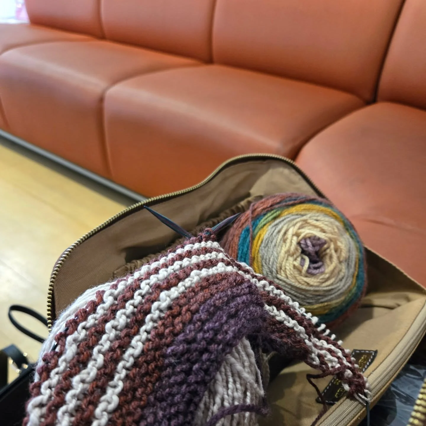 #stressknitting a new scarf design in the waiting room while 2nd-born has his wisdom teeth removed. #knittersofinstagram #knittingisselfcare