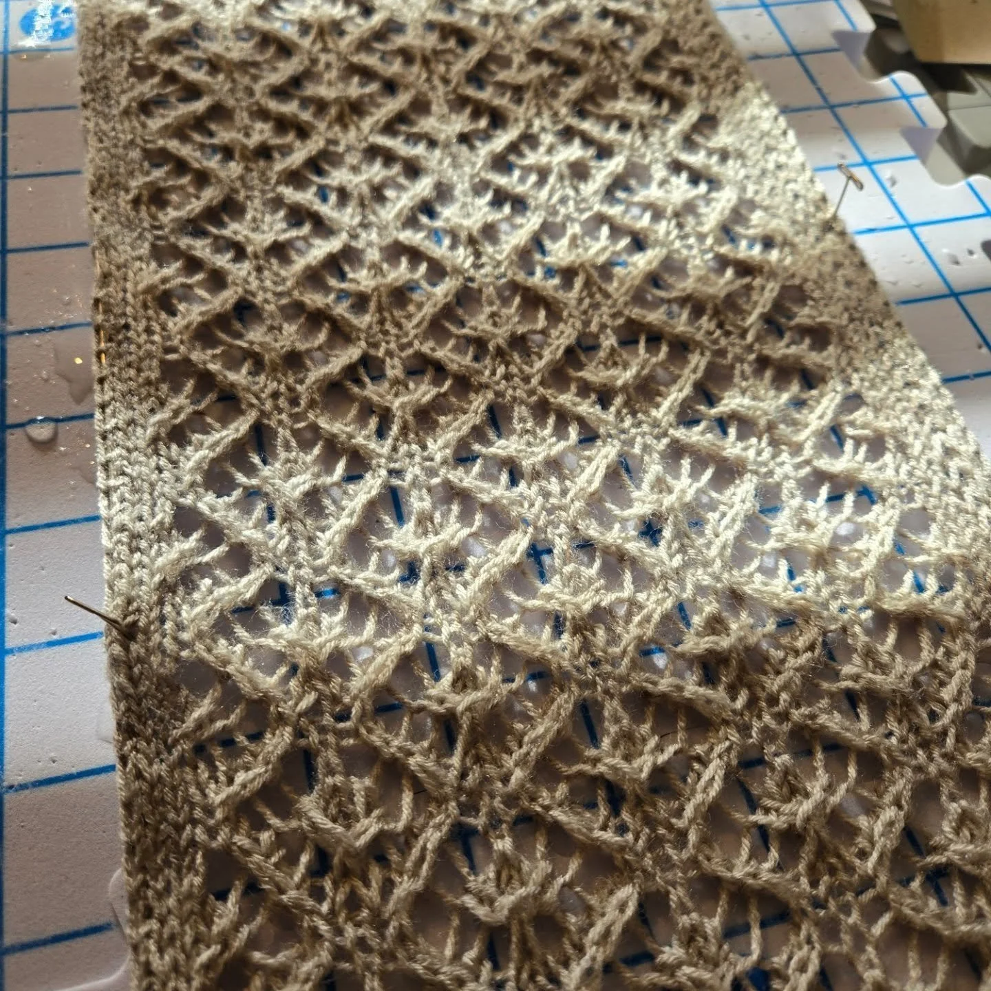 Blocking a new lace scarf this morning. I love this to al gray, but can't wait to see this pattern in something a little more vibrant. #knittersofinstagram #laceknitting #scarfpattern