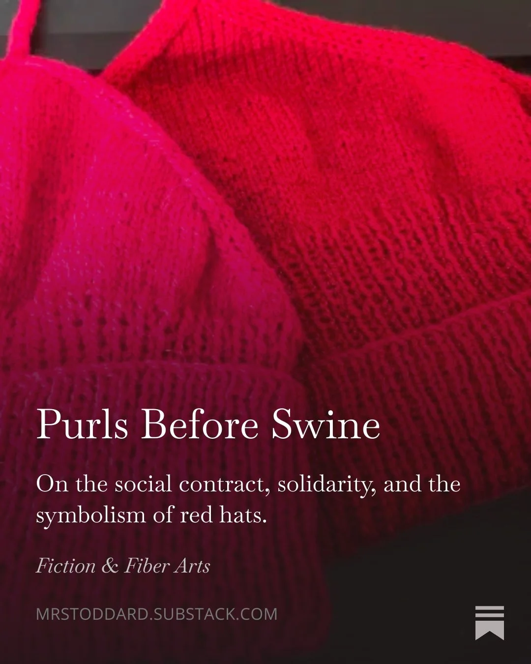 Who's knitting red hats? I get into the folklore behind them and the symbolism for resistance in my latest SubStack. #melttheicehat #folklore #symbolsofresistance https://mrstoddard.substack.com/p/on-writing-retreats