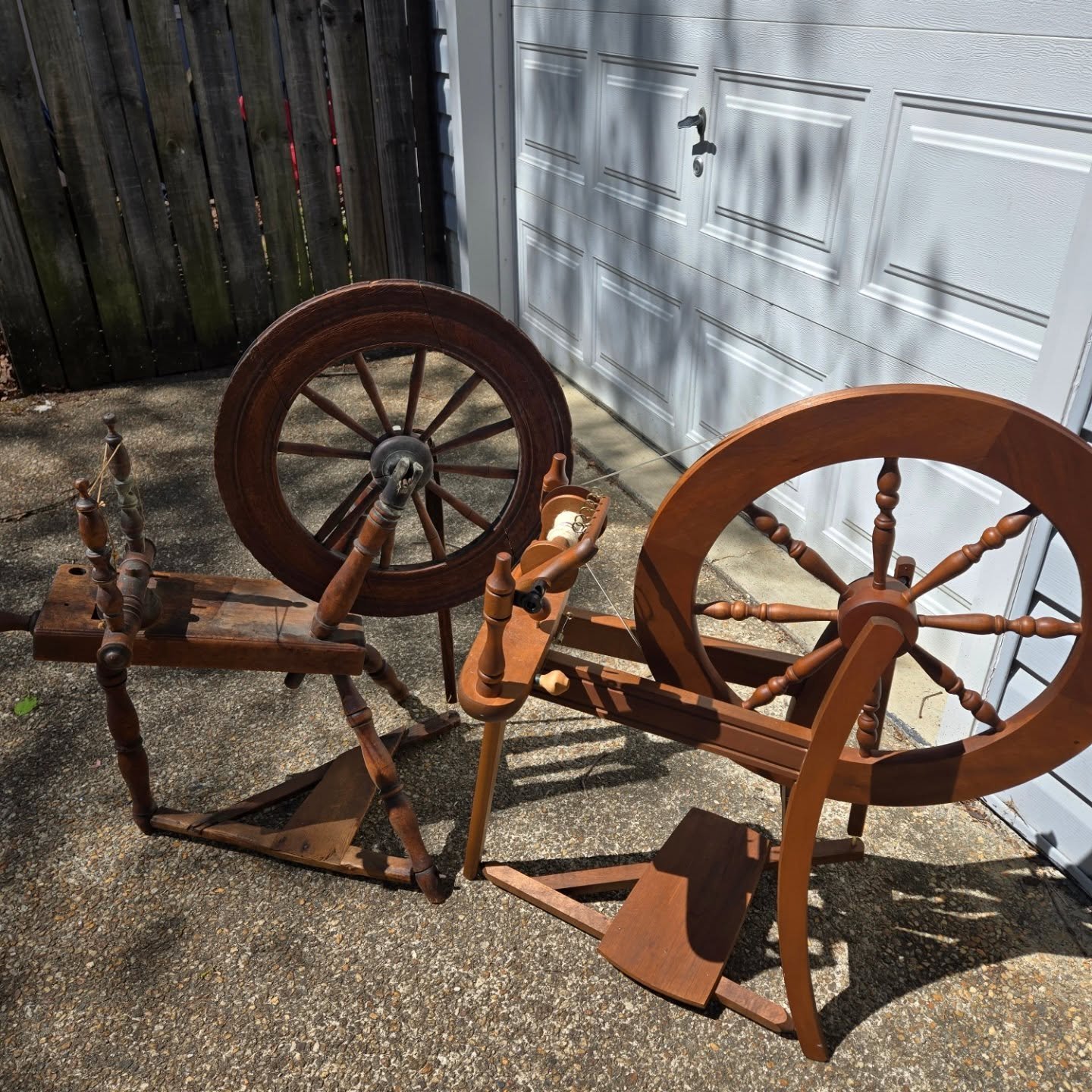 When you go to the folk school with one wheel, and you learn much you have to give rehabbing the other wheel at Granny's a shot. Swipe to see the signature. If anyone knows anything about this maker and can tell me what the flyer and/or bobbins shoul