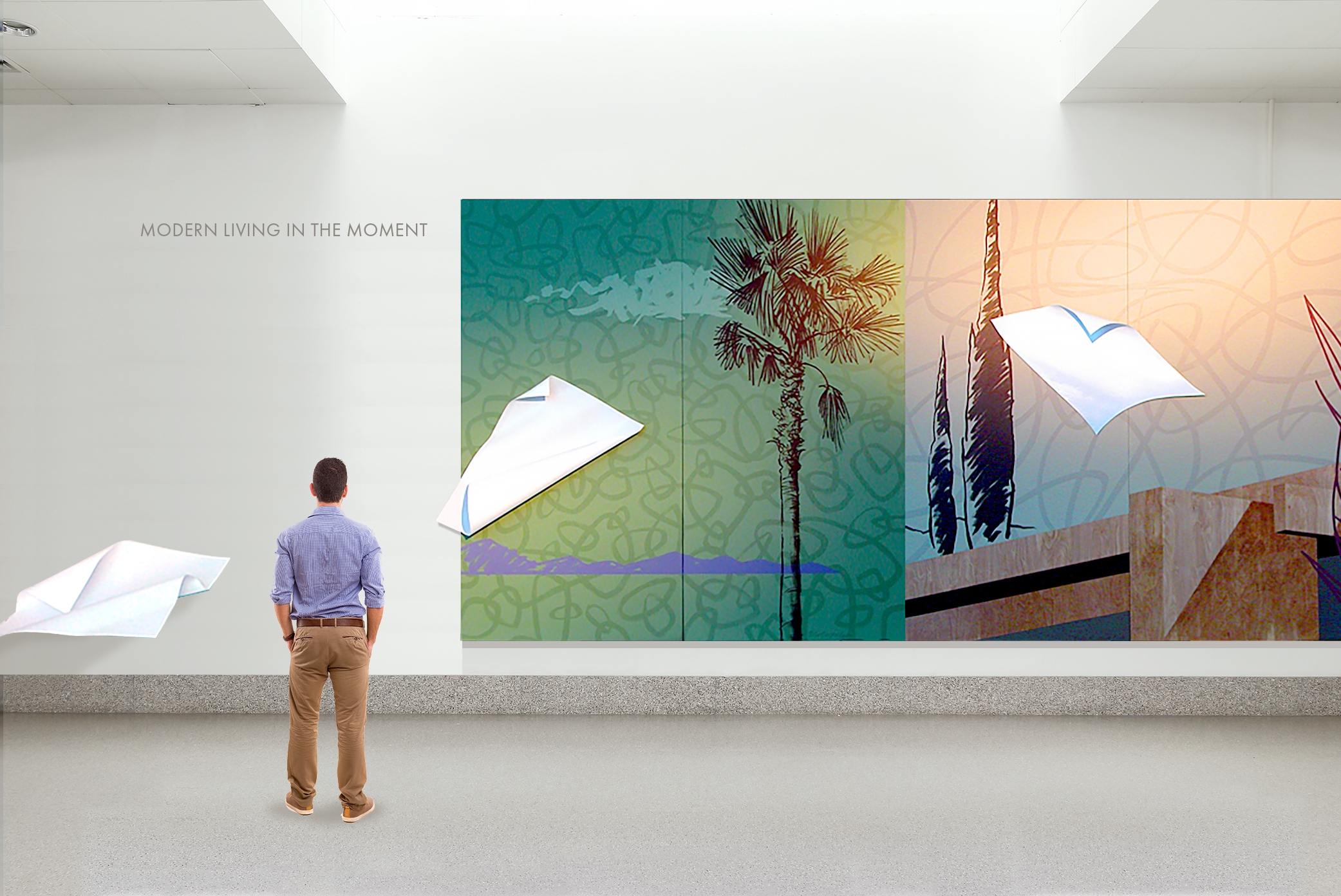 Modern Living in the Moment | mural panels A, B, C, D