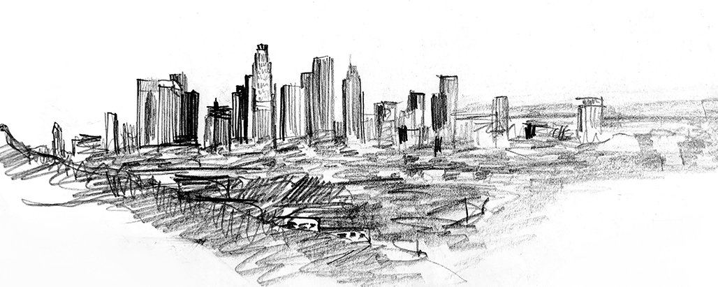 L. A. Skyline from Griffith Park | drawing on paper