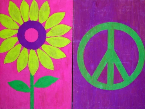Peace Flats: approx 6' high and 4' wide, blacklight sensitive
