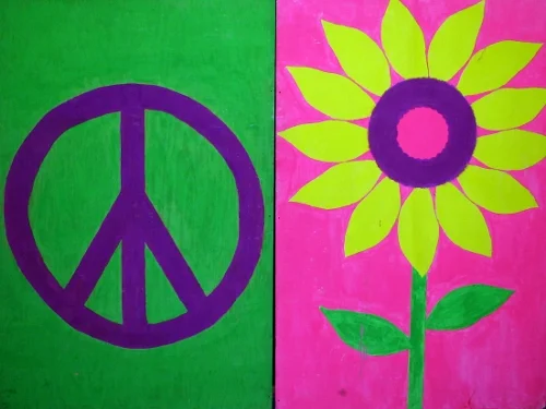 Peace Flats: approx 6' high and 4' wide, blacklight sensitive