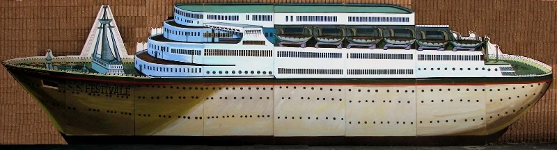 Cruise Ship Scene: A nice piece that measures 8' tall and 32' wide on foamcore.