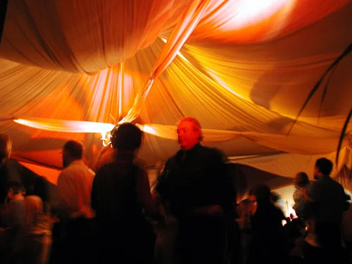 Tent set-up indoors for the dancefloor
