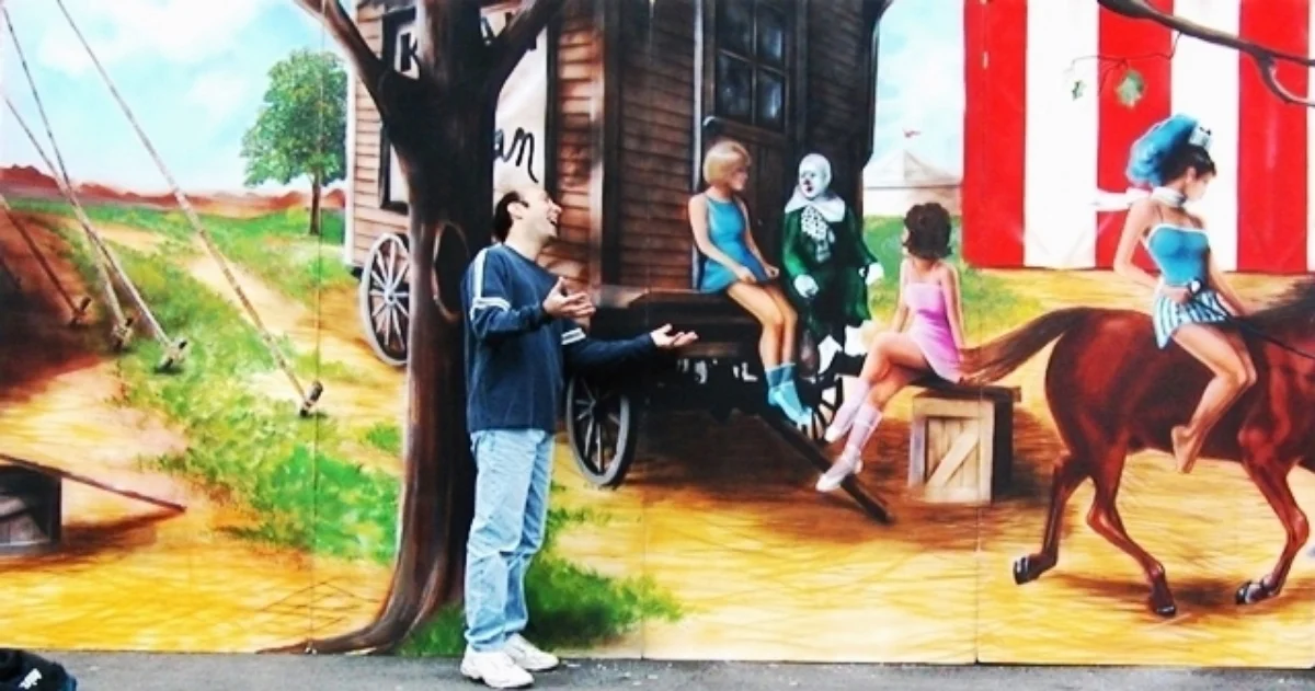 Circus Scene 1: This scene take you behind the scenes at a circus. Measures 8' tall and 16' wide on foamcore.