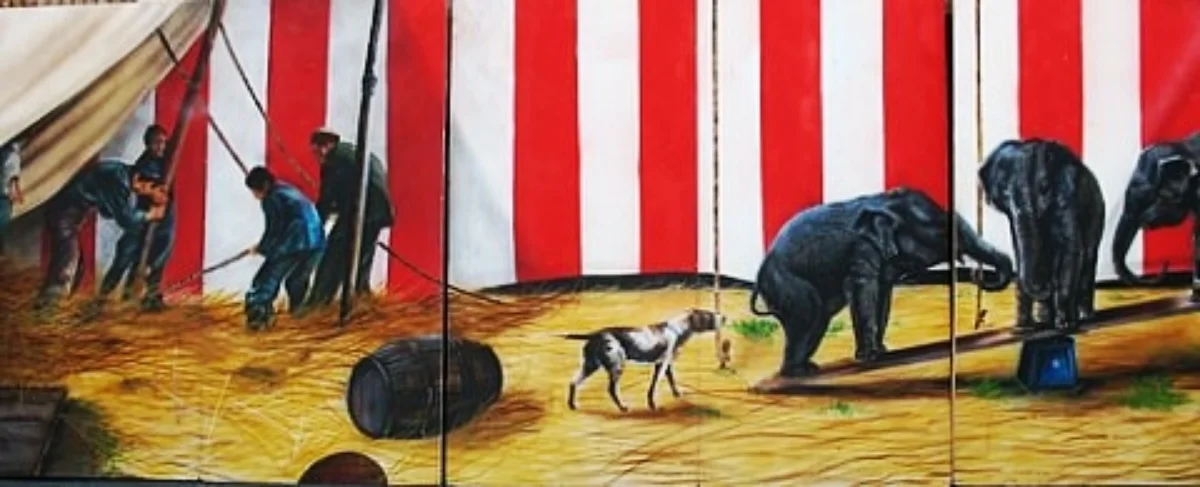 Circus Tent Scene 6: measures 8' high and 20' wide, foamcore.