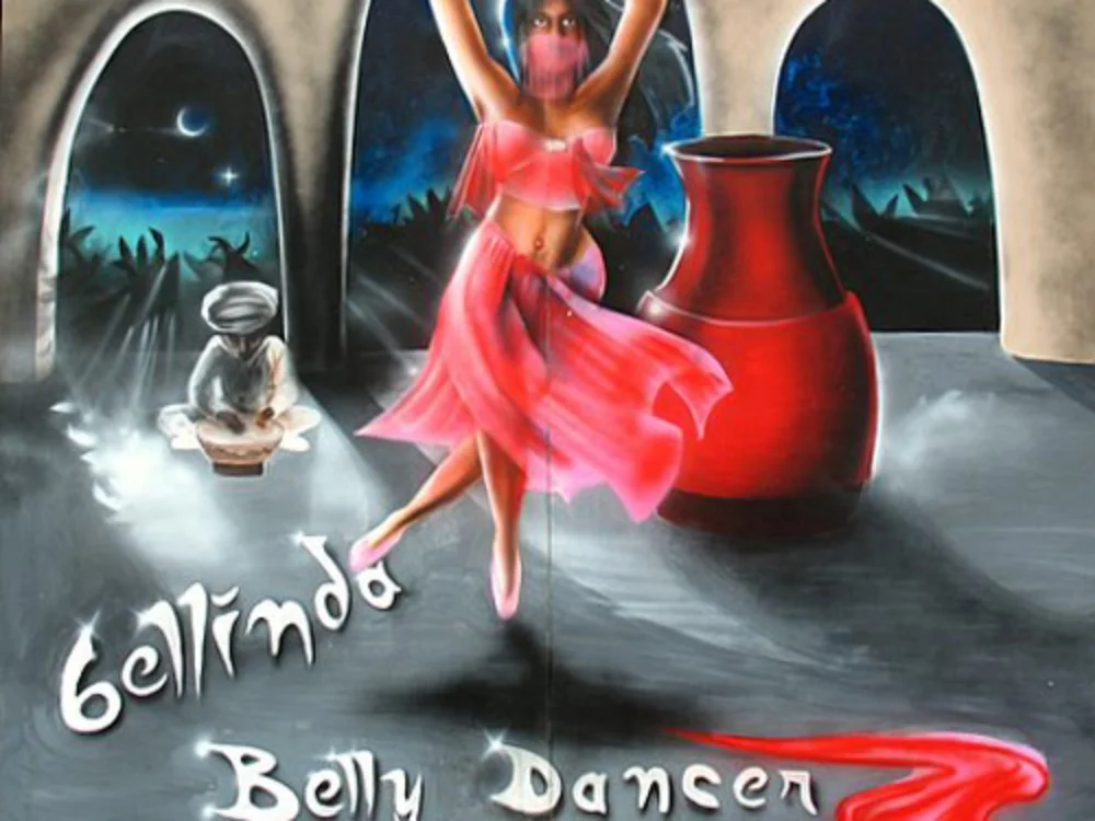 Belly Dancer Side Show Panel: Measures 8' tall and 8' wide, foamcore.